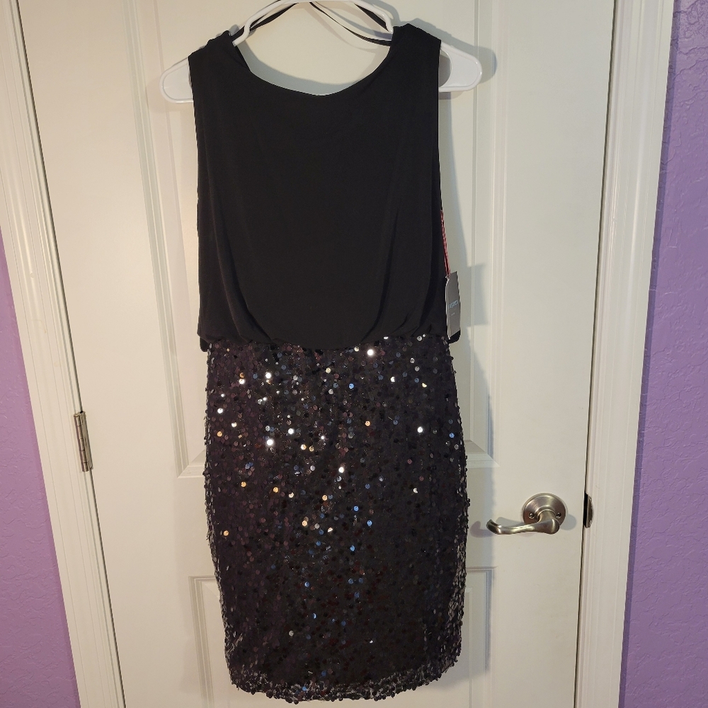 Cynthia Rowley Black and Sequin High Wasted Sleeveless Dress Size 6